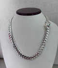 11mm 20 inch silver Cuban link with emerald
