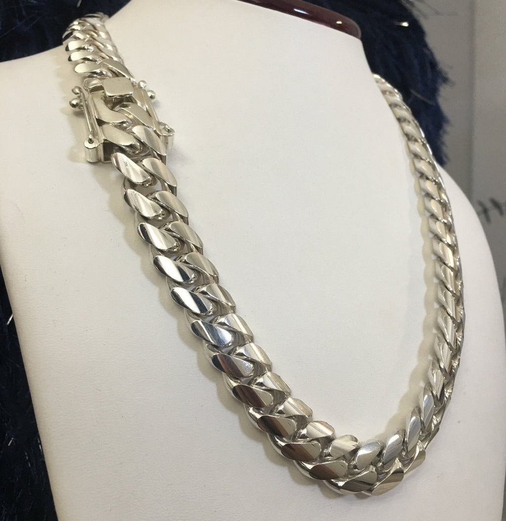 14mm silver Cuban link detail