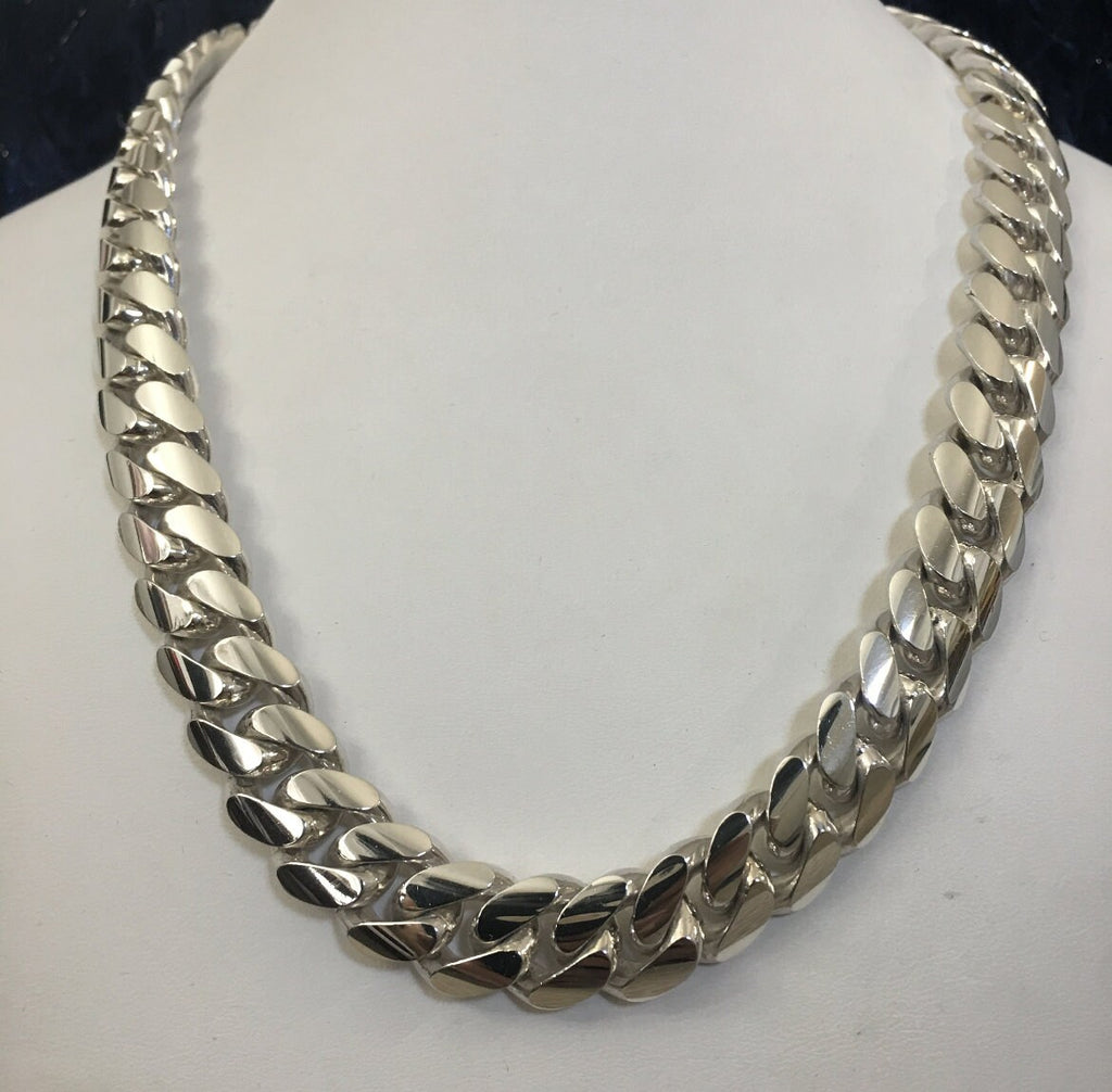 14mm silver Cuban link worn