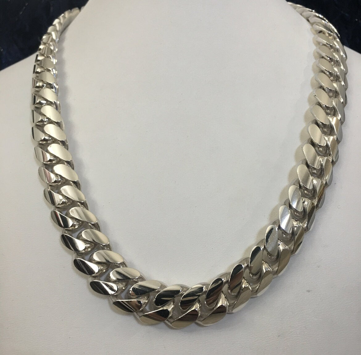 14mm silver Cuban link worn