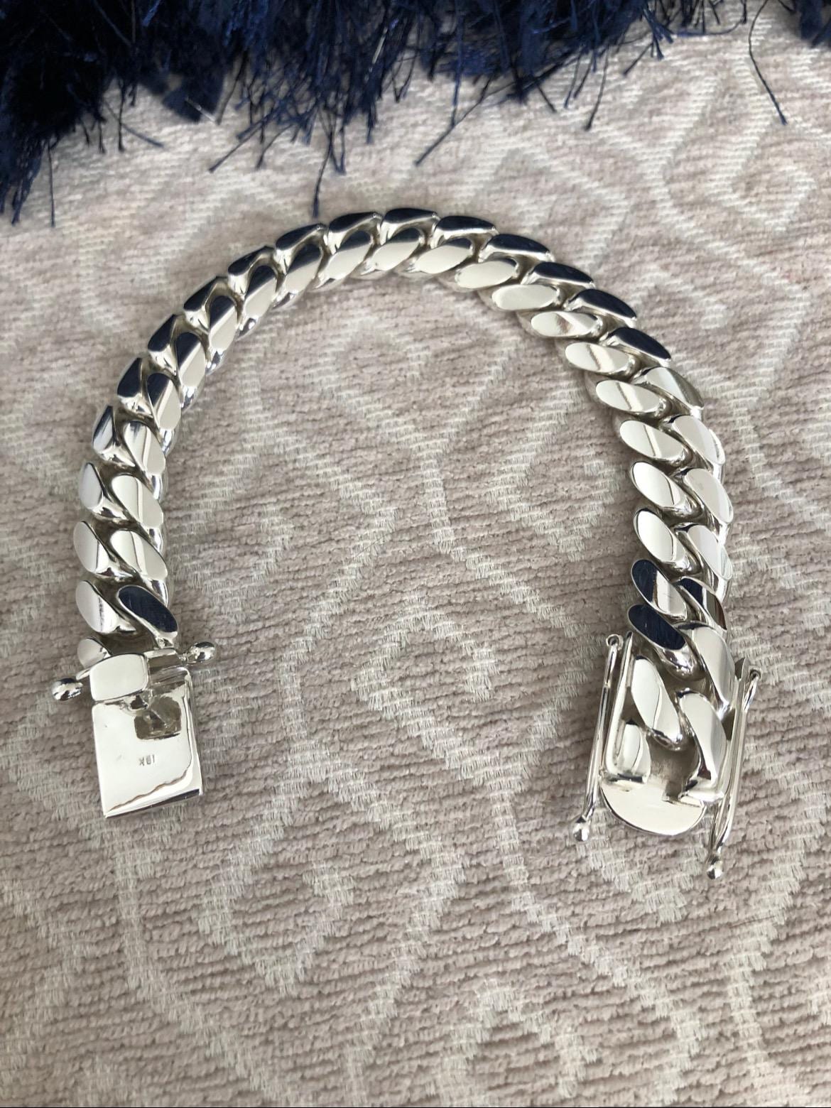 14mm silver Cuban link bracelet