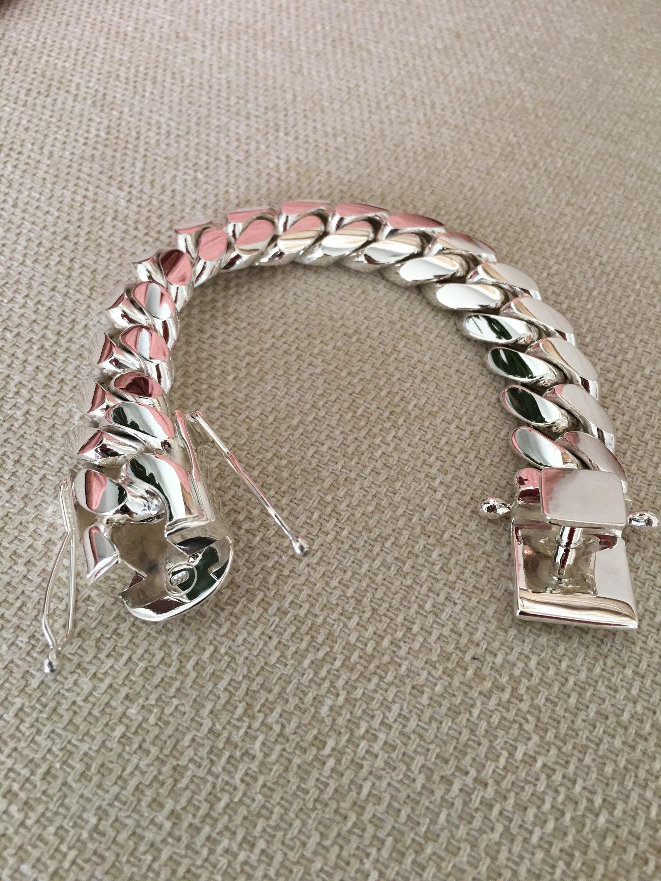19mm silver Cuban link with ruby