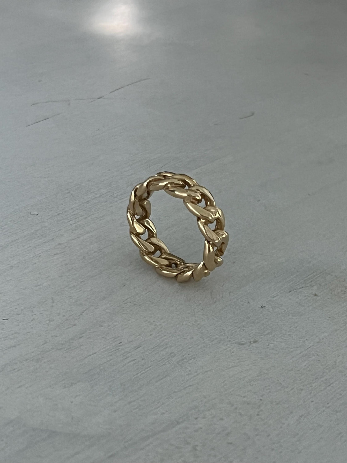 5mm solid 14K gold Cuban link ring