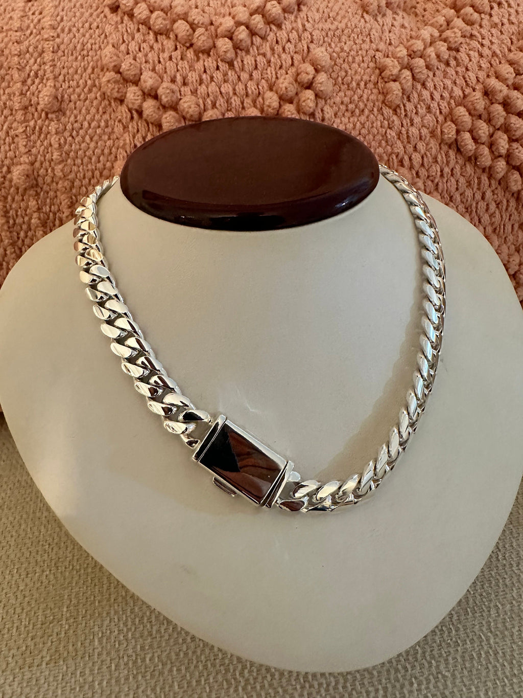 8mm silver Cuban link with sleek lock