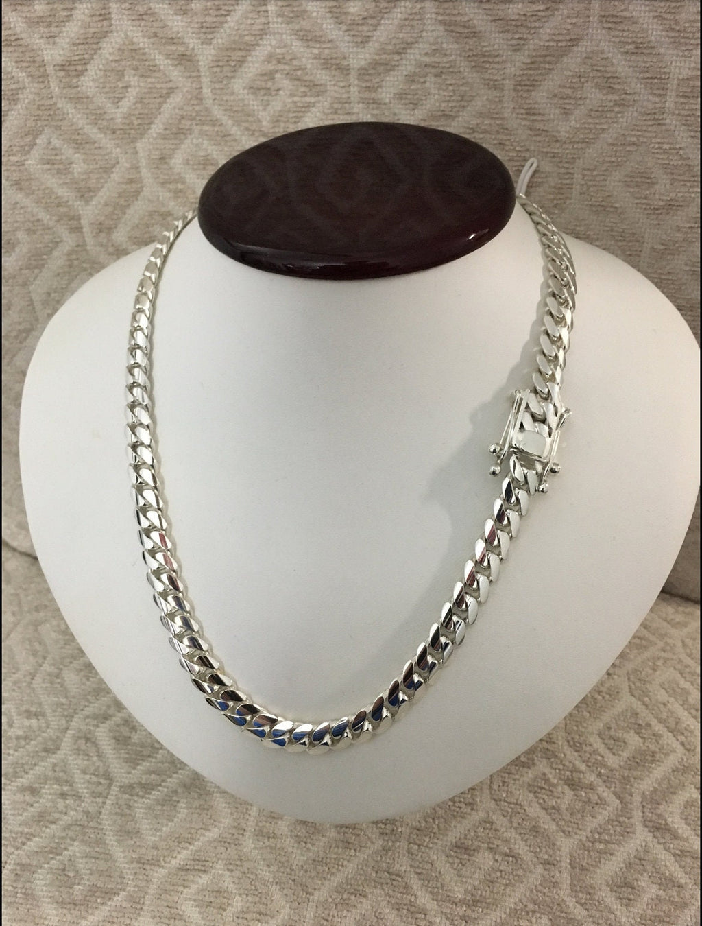 8mm silver Cuban link necklace