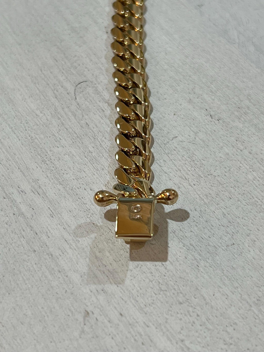 Gold necklace worn