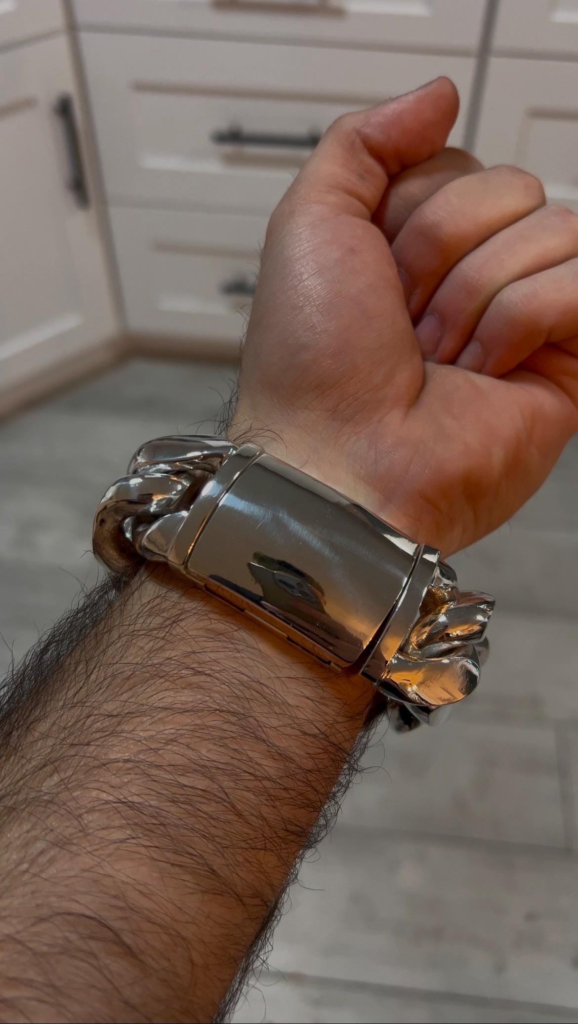 32mm silver Cuban link bracelet