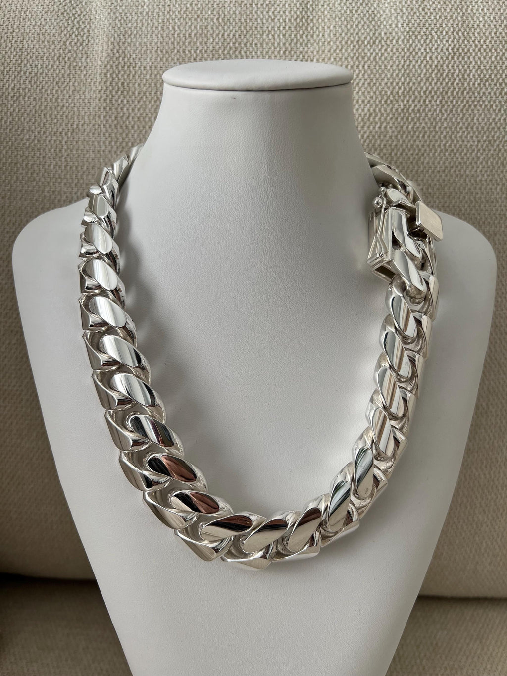 25mm silver Cuban link necklace