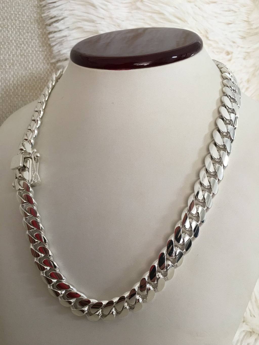 12mm silver Cuban link necklace