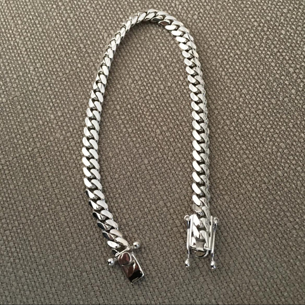 9mm silver Cuban link bracelet