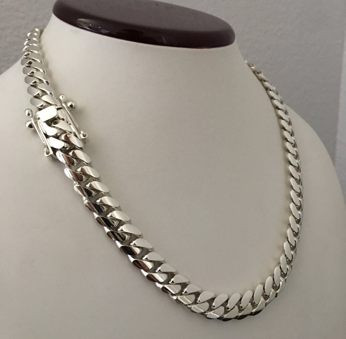 9mm silver Cuban link necklace