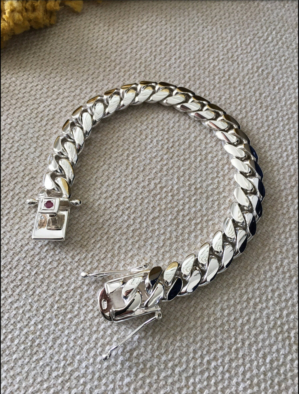 10mm silver bracelet with ruby