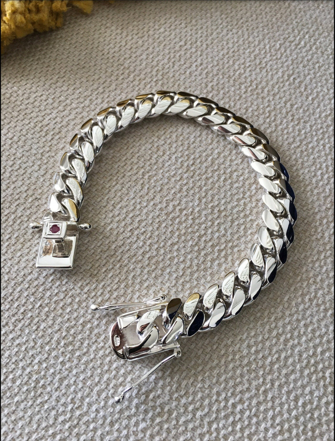 10mm silver bracelet with ruby