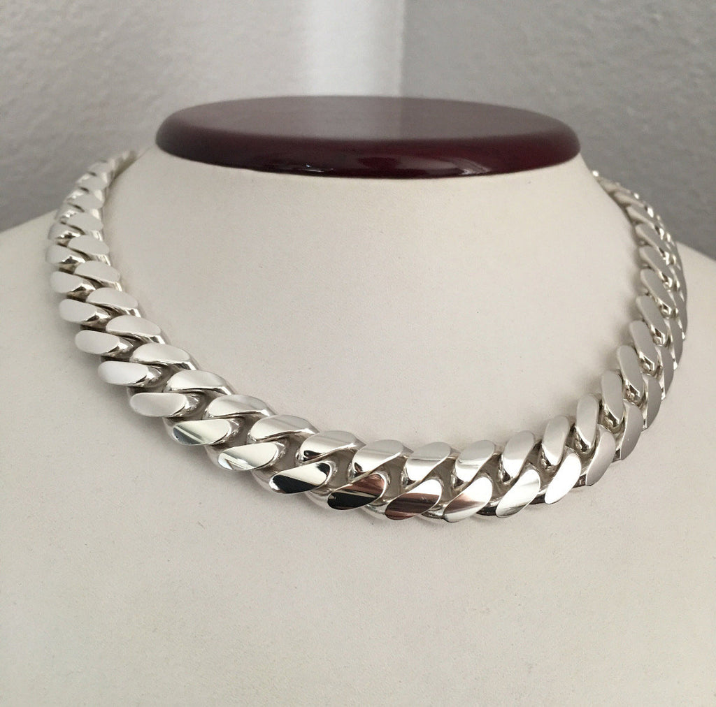 12mm silver Cuban link chain