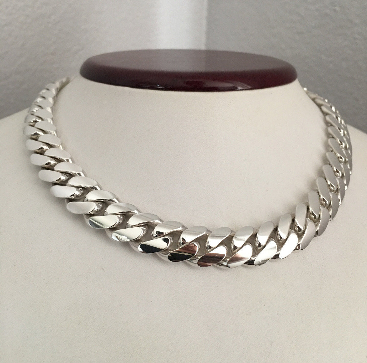 12mm silver Cuban link chain