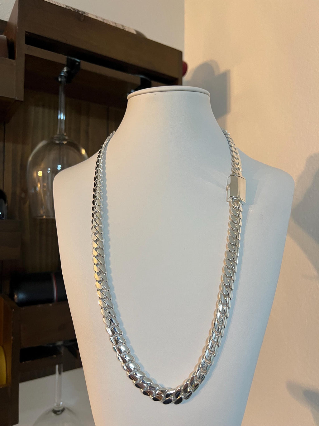 10mm silver Cuban link with sleek lock
