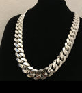 17mm silver Cuban link necklace
