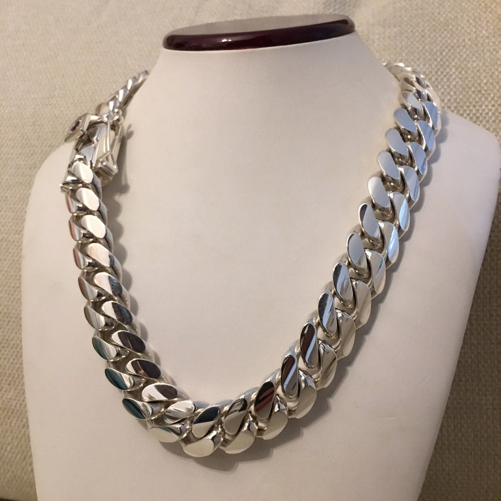 22mm silver Cuban link with ruby