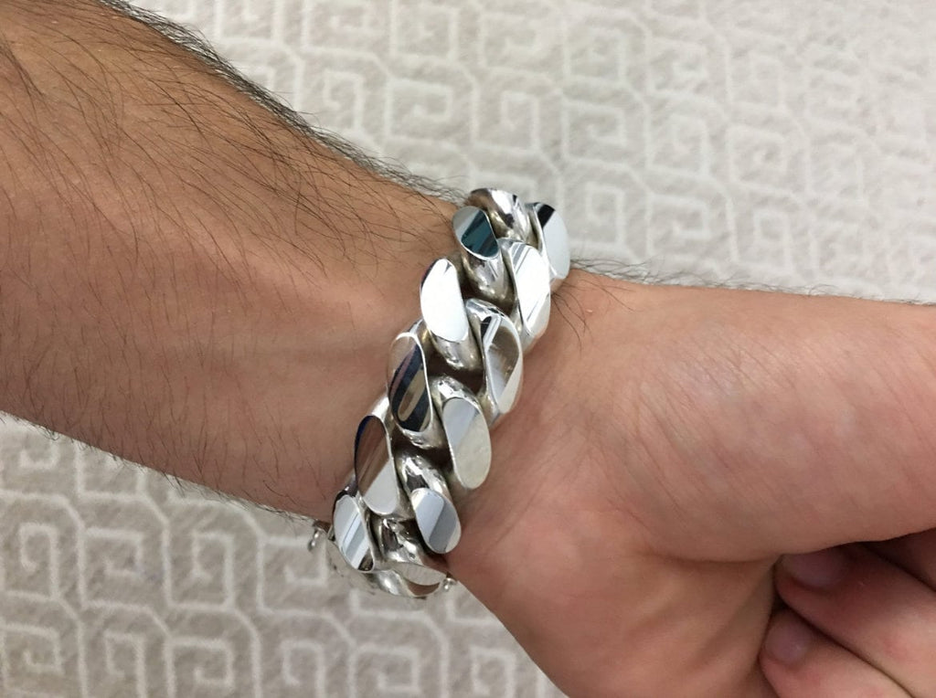 18mm silver Cuban link bracelet