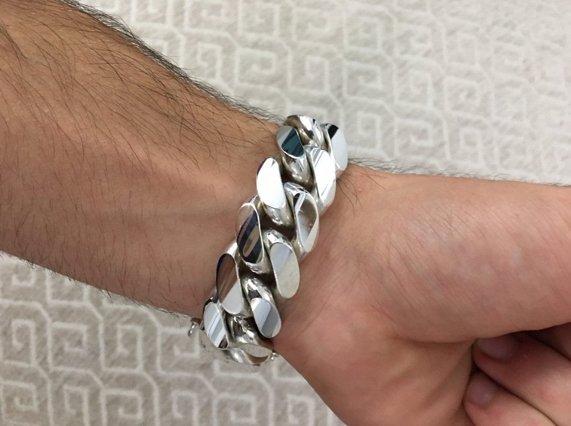 18mm silver Cuban link bracelet