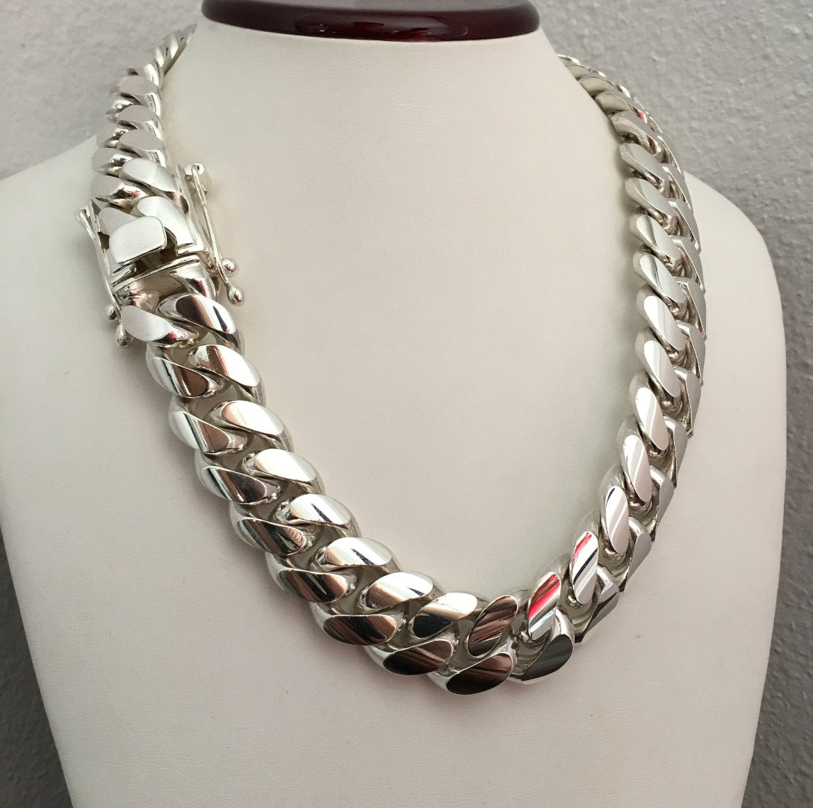 19mm silver Cuban link necklace
