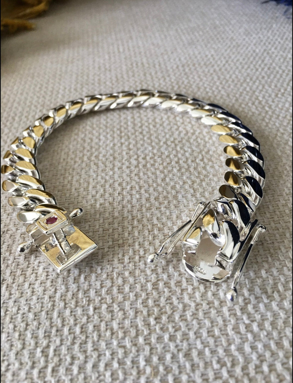 16mm silver bracelet with ruby