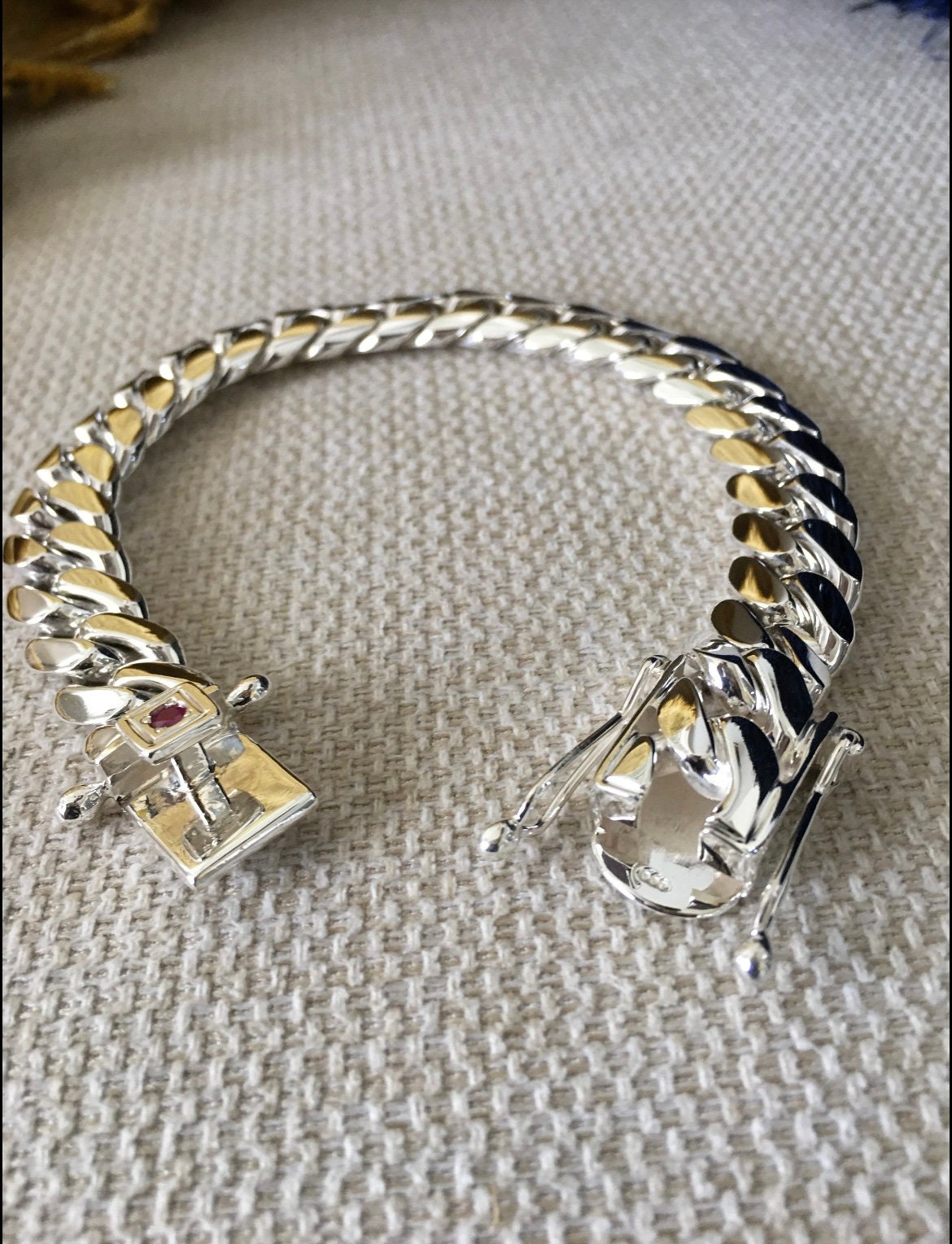 16mm silver bracelet with ruby