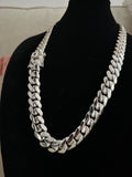 18.5mm silver Cuban link with ruby