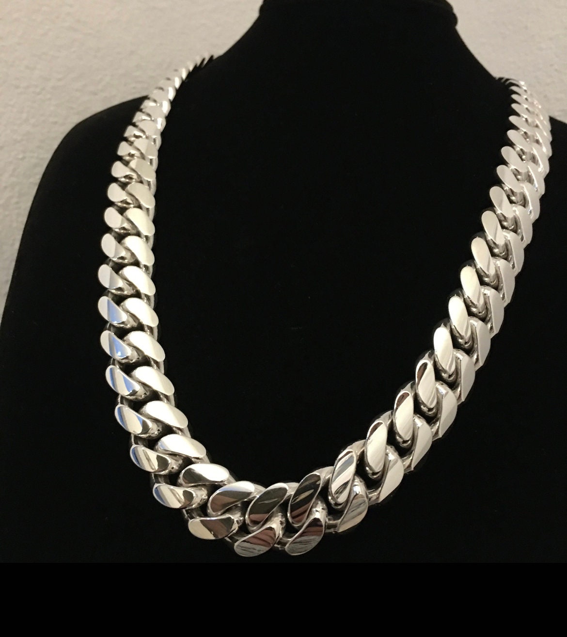 16mm silver Cuban link necklace
