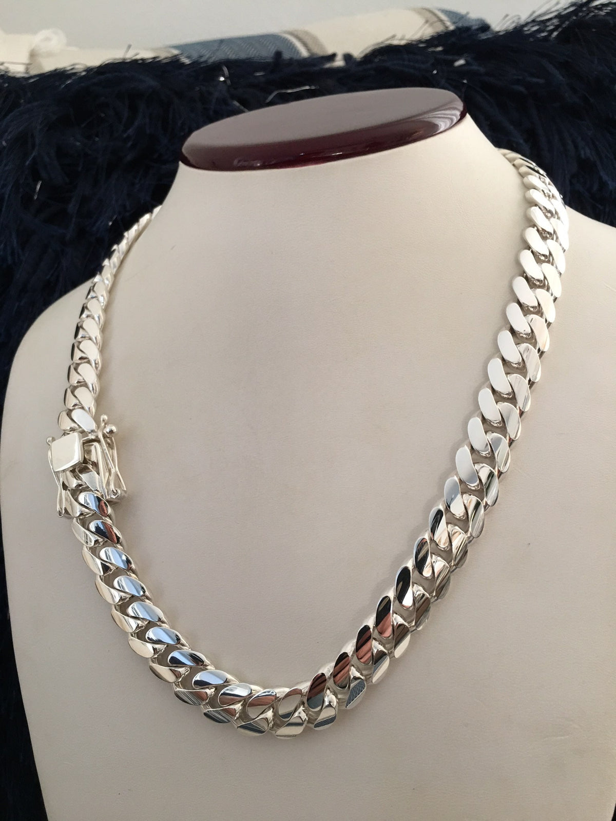 12mm silver Cuban link necklace