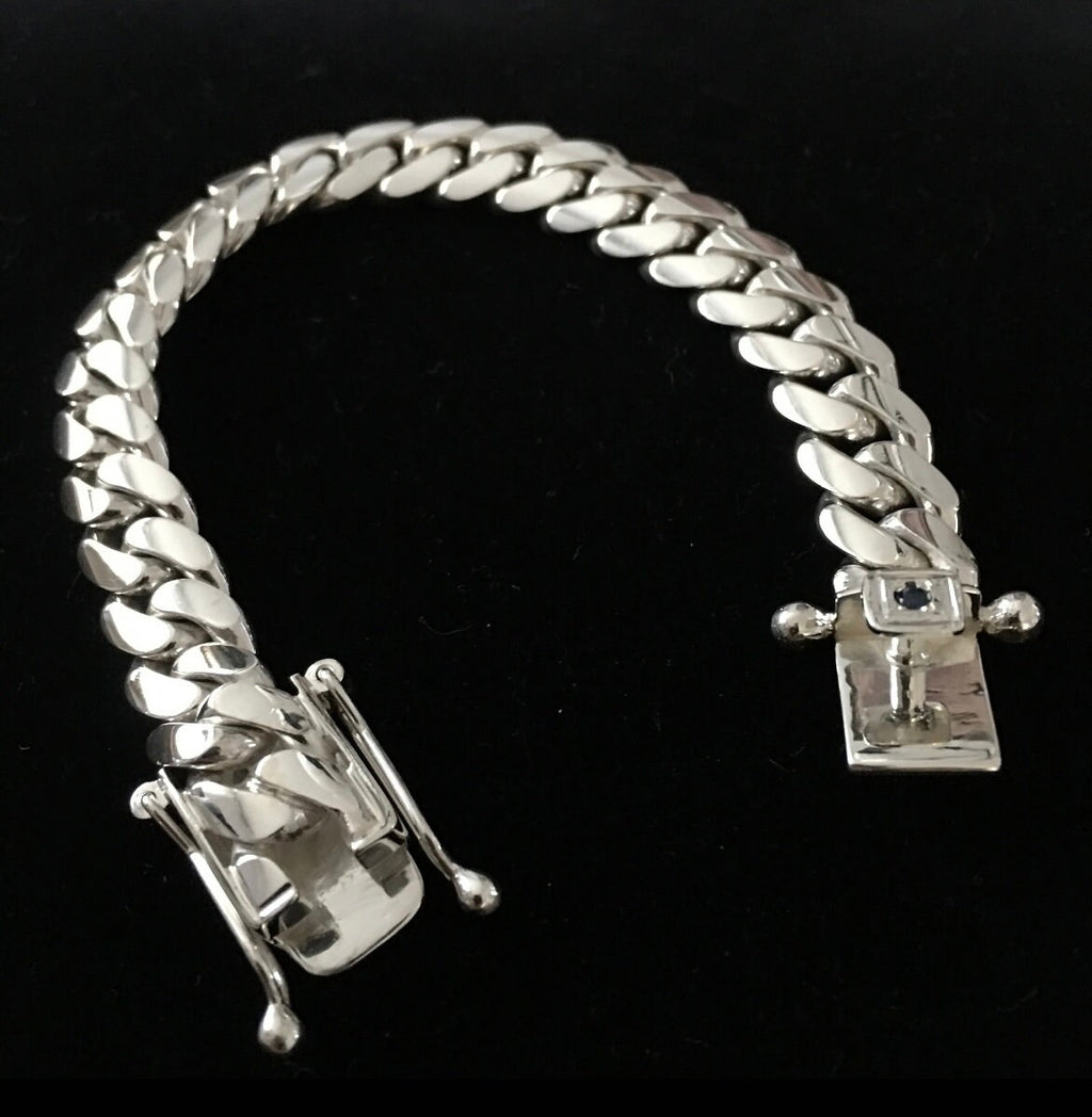 9mm silver bracelet with sapphire lock