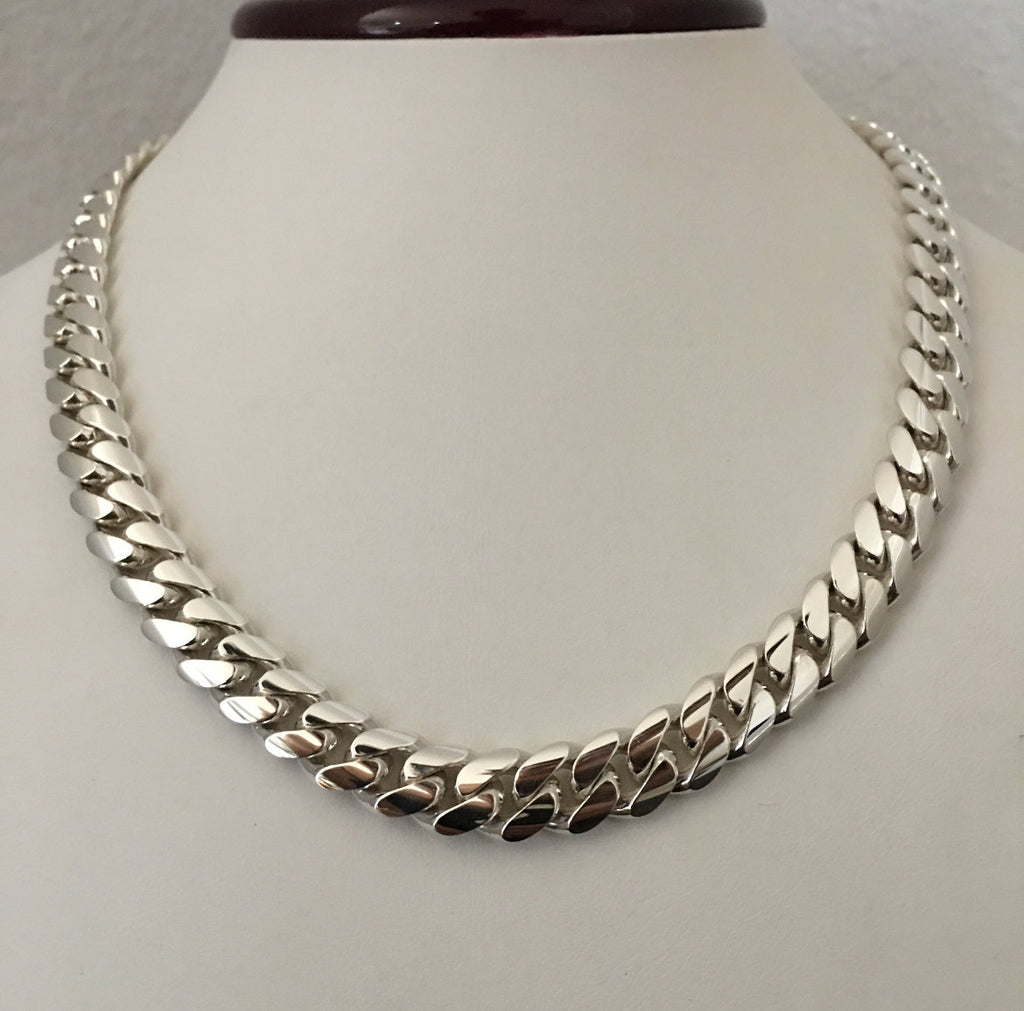 10mm silver Cuban link necklace