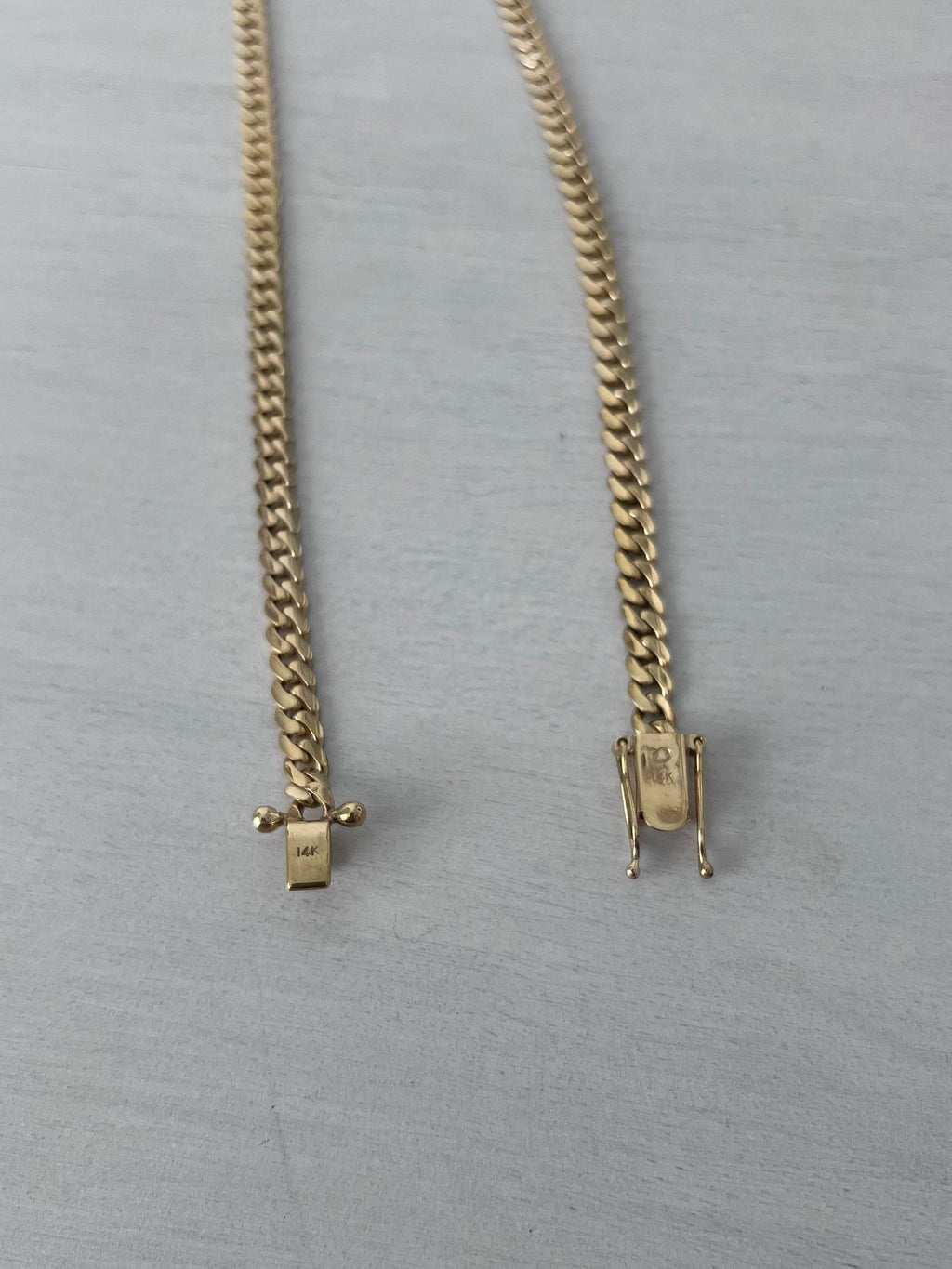Gold necklace angle view
