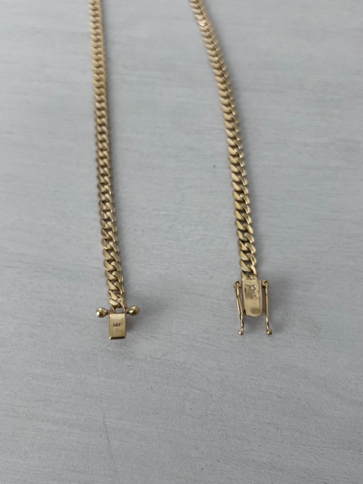 Gold necklace angle view
