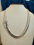 10mm silver Cuban link with amethyst