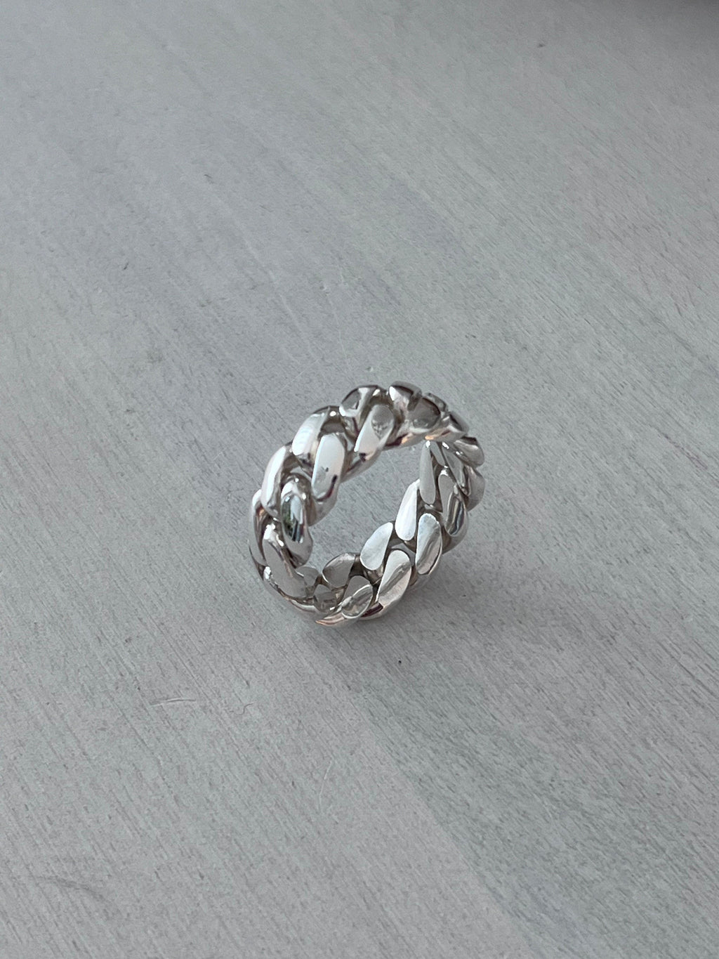 Silver ring worn