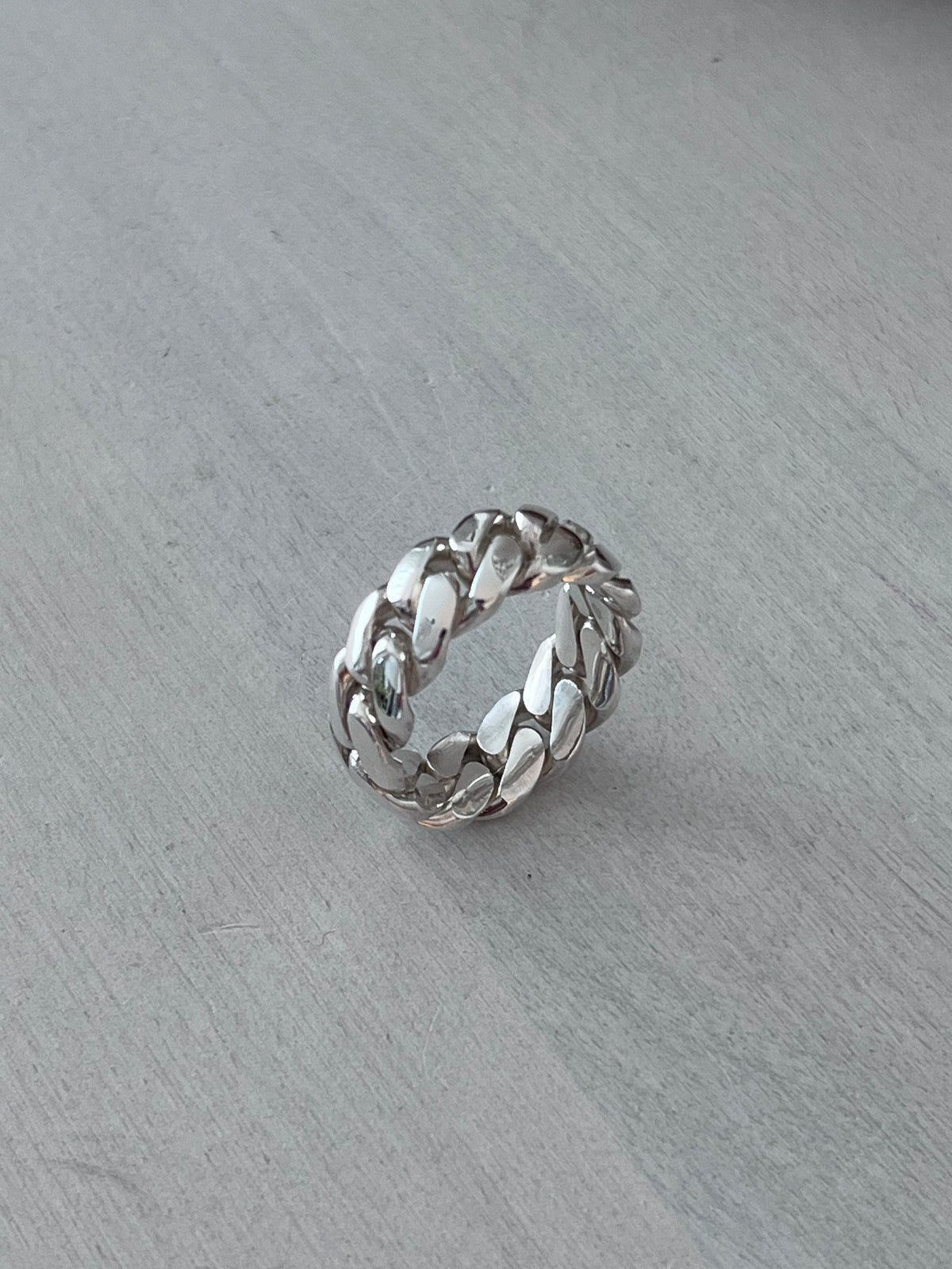 Silver ring worn